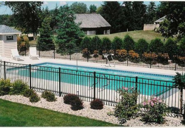 Commercial Township New Jersey Black Aluminum Pool Fence Installation
